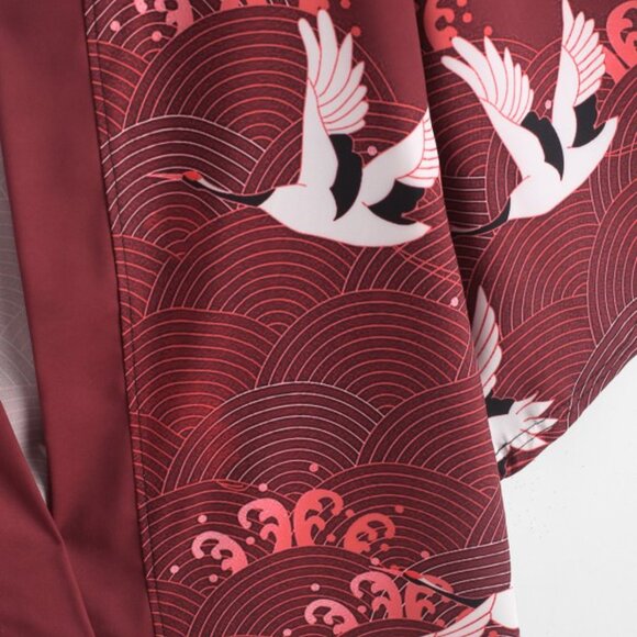 Zaful Men's Kimono Cardigan Open Front, Red Wine - Picture 4 of 5